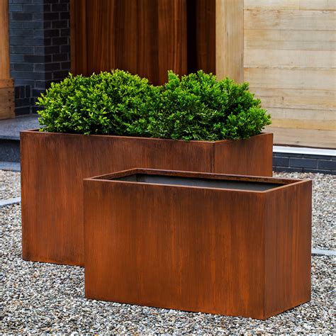 metal outdoor planter boxes|large metal planters for outside.